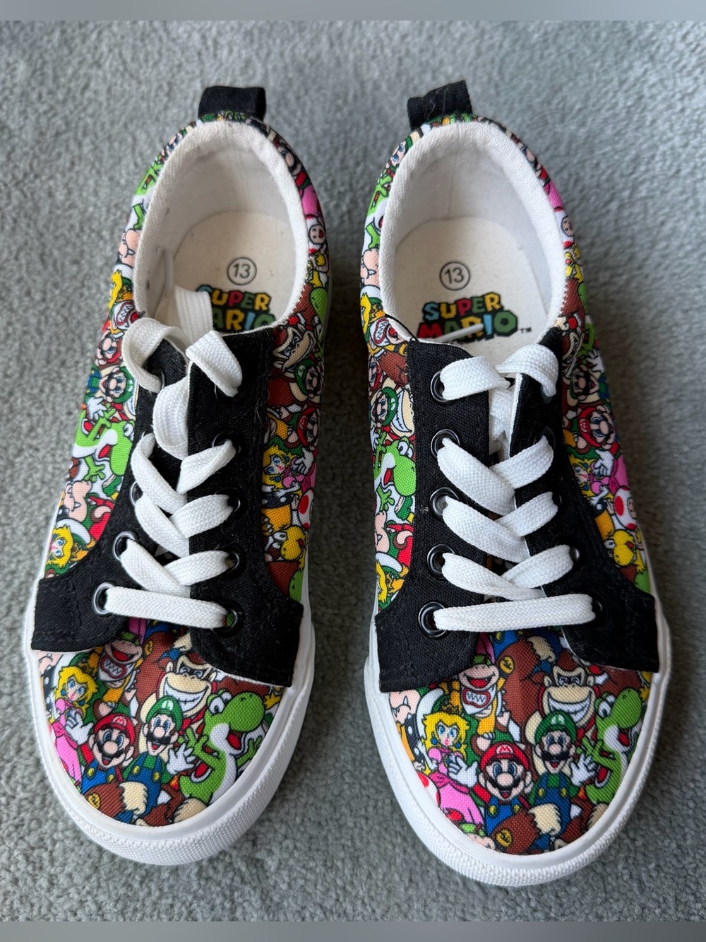Kids Nintendo Super Mario Ground Up Graphic Sneakers - Black & Multicolor